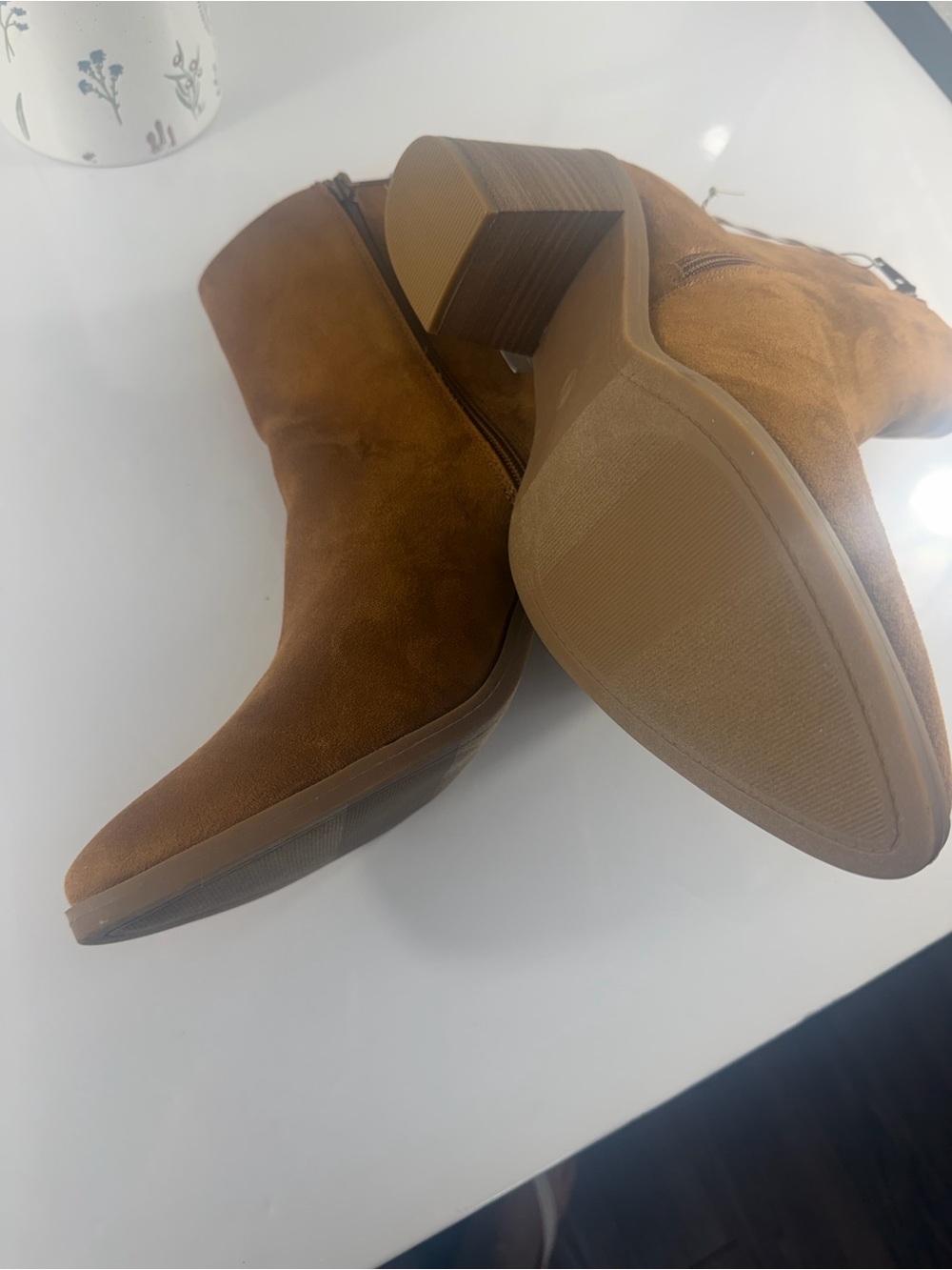 Women’s Brown Ankle Boots Size 10 Pointed Toe Block Heel Universal Thread - Picture 3 of 11